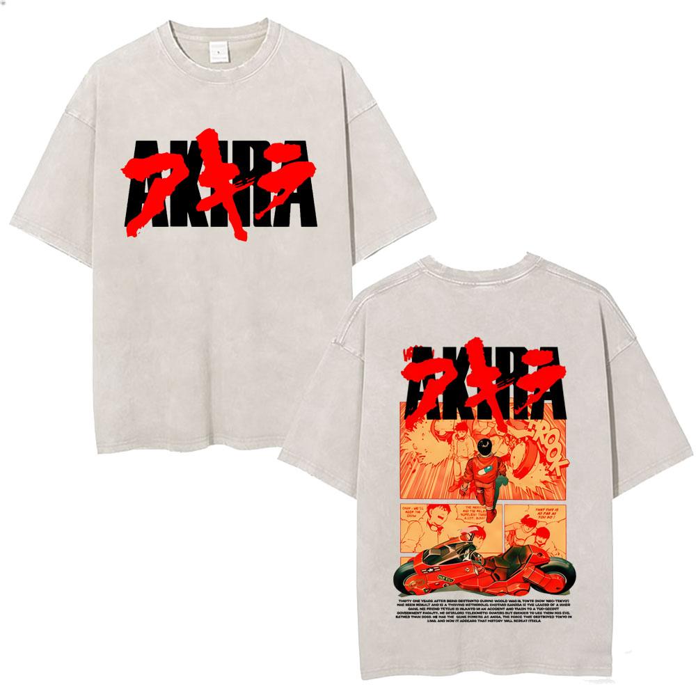 

Japanese Science Fiction Cartoon Movie Anime Akira Shotaro Kaneda Vintage Washed T Shirts Men Women Hip Hop Oversized Tshirts S