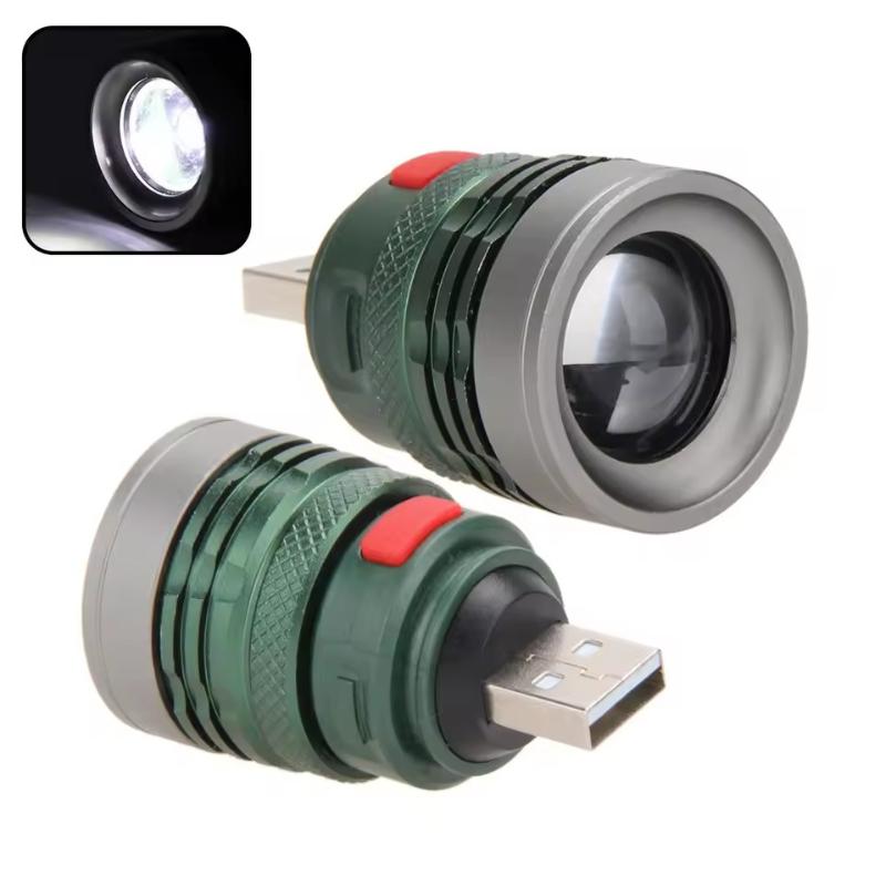 Usb Handy 3W Powerful Led Flashlight Max Beam Range Up To 50M Aluminium Alloy Mini Zoomable Pocket Torch Lamp For Camping Hiking