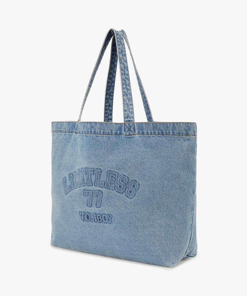 Studio Tomboy Denim Embossed Print Shoulder Bag_Indigo_9176470988