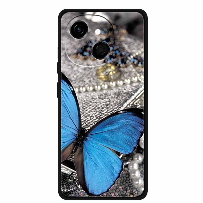 For Tecno Spark 40C Case Soft Black TPU Silicone Back Shockproof Cover for Tecno Spark40C 40 C Case Pop 10 Pro Butterfly Funda