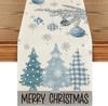 Christmas Blue Pine Trees Linen Table Runners Dining Room Decor Washable Home Dining Table Runners Home Navidad Decorations