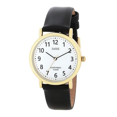 J-AXIS Round Watch CF3B0028, Gold & Black, Arabic Numerals, 10 ATM Water Resistant, Business & Casual Style
