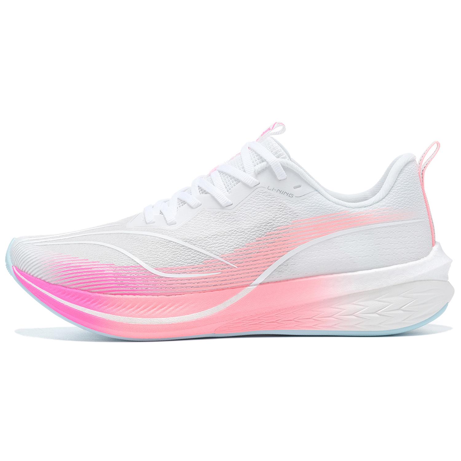 

Li Ning Red Hare 6 Pro Comfortable Fabric Abrasion Resistant Breathable Low top Running Shoes Women s White Pink ARMT014-6 35.5