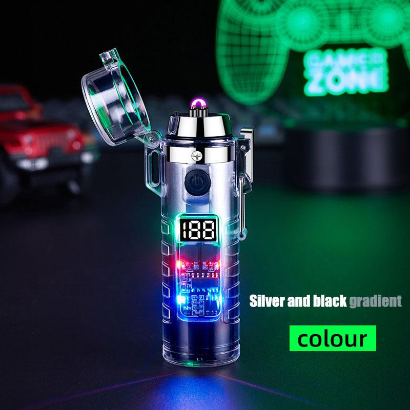 Rechargeable EDC Flashlight Portable Double Arc Lighters Keychain Light Outdoor Camping Hiking Gadgets Electric Lighter