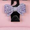 Car Headrest Hooks Shiny Rhinestone Bow Ornament Super Load Bearing Sturdy Universal Auto Hangers for Groceries Handbags Clothes