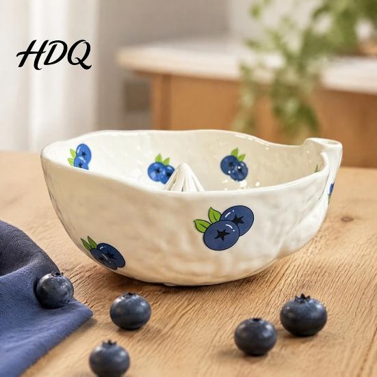 Sophisticated Ceramic Kitchen Decor Berry Washing Bowl with Drainage Holes Fruit Multi Functional Basin Rinse Basin Colander for Fresh Berries