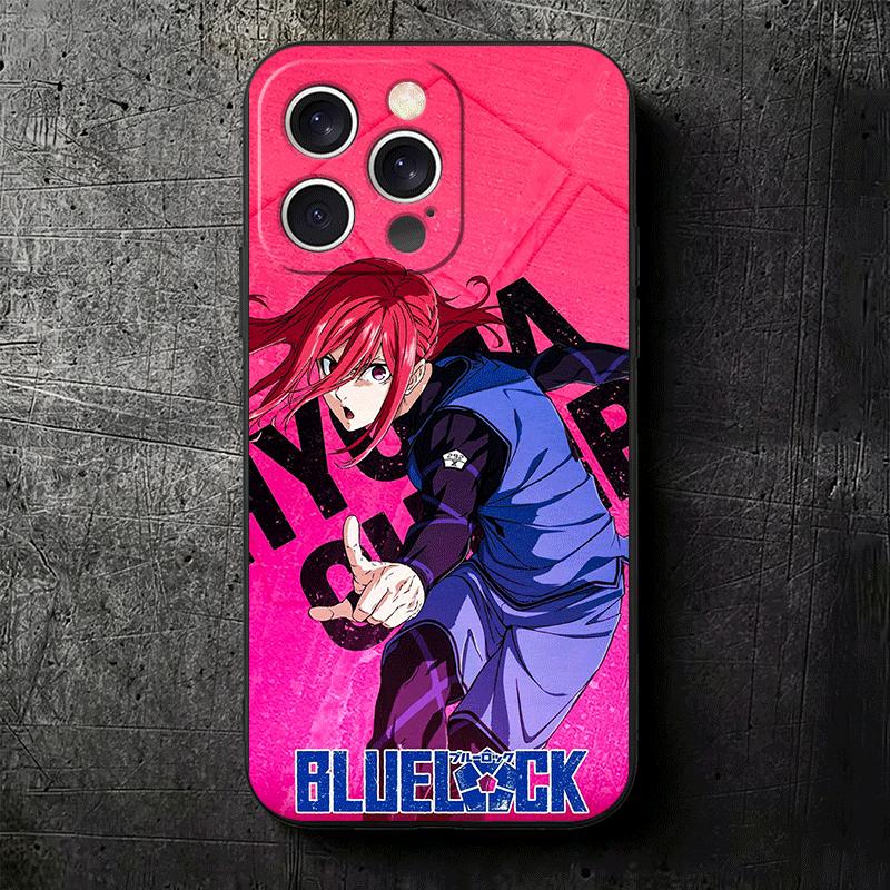 Blaue L-Locks Chigiri Hyoma Weiche Handyhülle für iPhone 16 16E 17 Air 15 Pro Max 14 Plus 13 Mini 11 12 7 Schwarze Hülle Rückschale