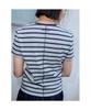 Saendeusaundeu (Women) Striped Short Sleeve T-Shirt Navy