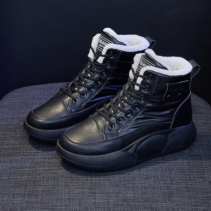 Factory velvet high-top snow boots women's 2025 winter new velvet ins Korean version warm casual cotton shoes