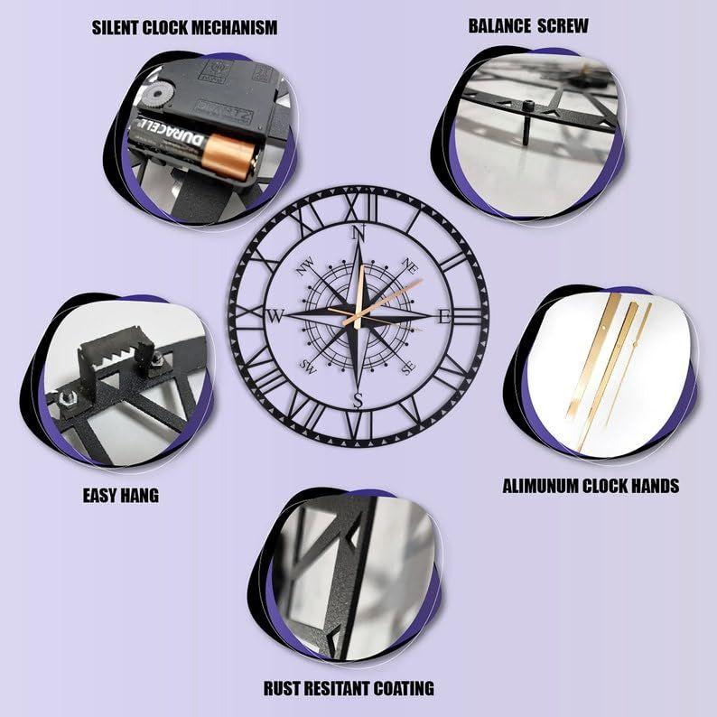 Väggklocka för vardagsrum, sovrum, kontor, kök Modern Unik Storlek Fancy Dekorativ Tyst Väggklocka för Hall och Heminredning (40 cm, Svart)