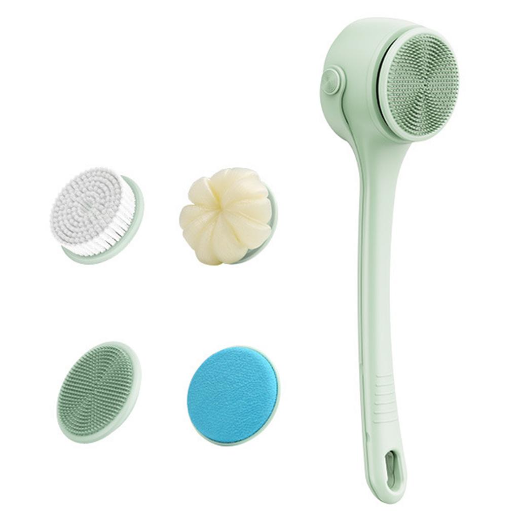 Wasserdichter Elektrischer Körperbürste Duschbürste Langer Doppelgriff 4 Austauschbare Köpfe Für Tiefenreinigung Und Hautmassage