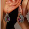 New retro colored water drop crystal earrings, bright and versatile women's earrings, popular temperament earrings wholesale