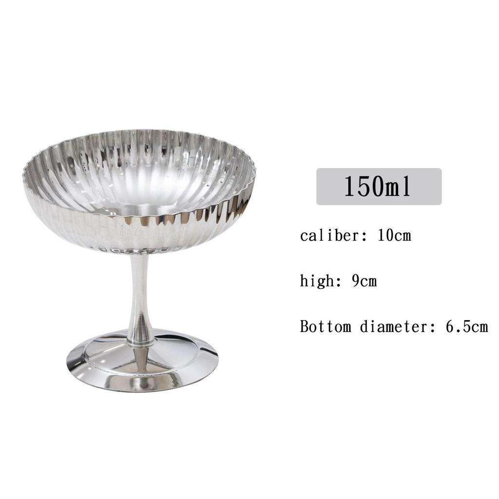 Premium 304 Stainless Steel High-Footed Dessert Cups: Ideal for Pudding, Snack Plates, Ice Cream, and Coffee.