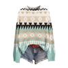 Women's Fashion Soft Long Sleeve Printed Neck Pullover Sweater for Fall Winter