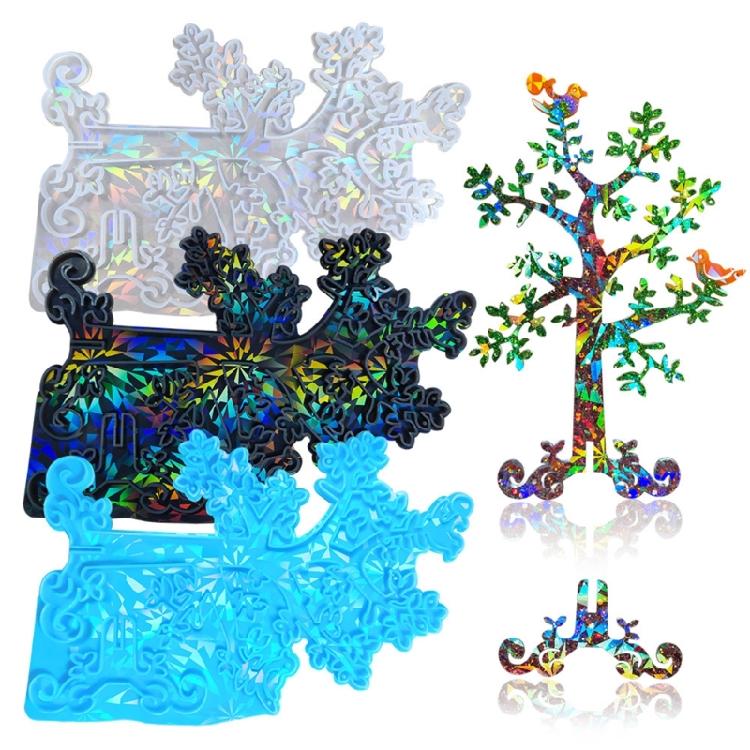 Holographic Ancient Tree Ornament Mold DIY Crystal Epoxy Resin Molds Christmas