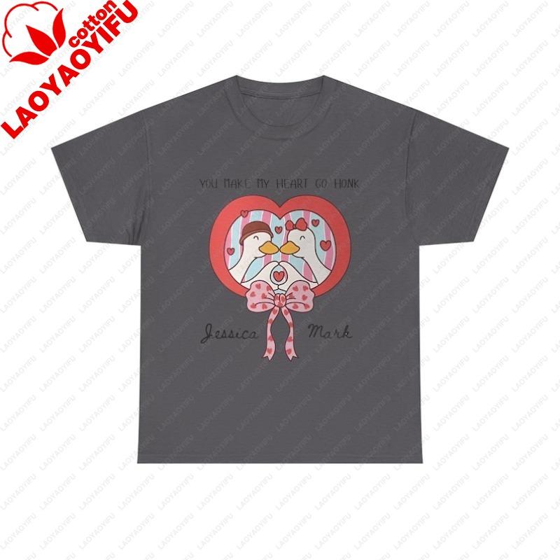 

You Make My Heart Go Honk Penguin Couple TShirt Cute Valentine Tee Graphic T Shirts Oversized T Shirt Women Clothes Y2k Clothes 3XL