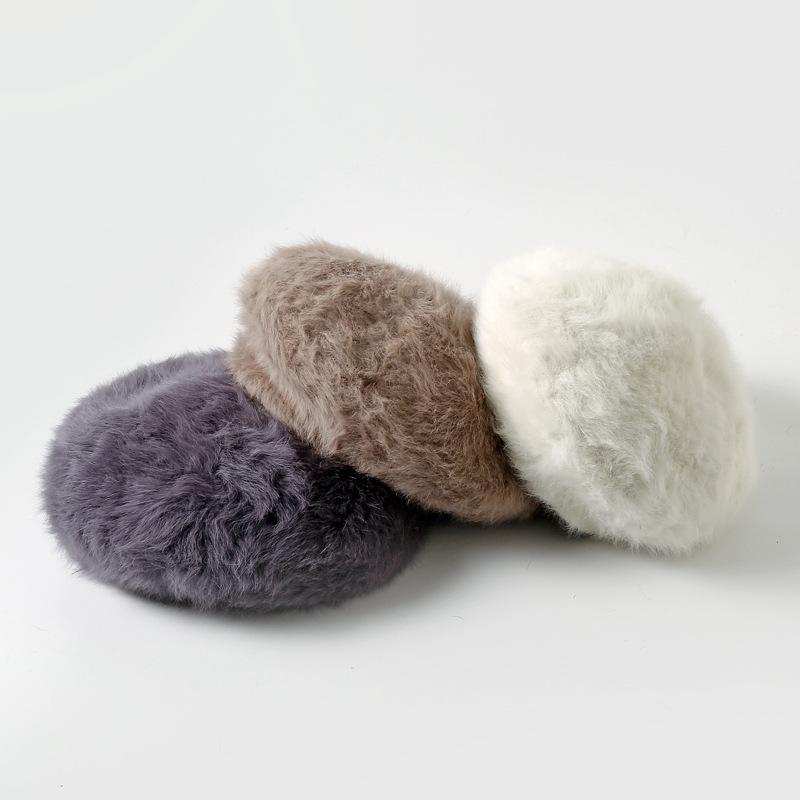 Autumn and winter new rabbit fur hat women's winter warm beret women's face small painter hat