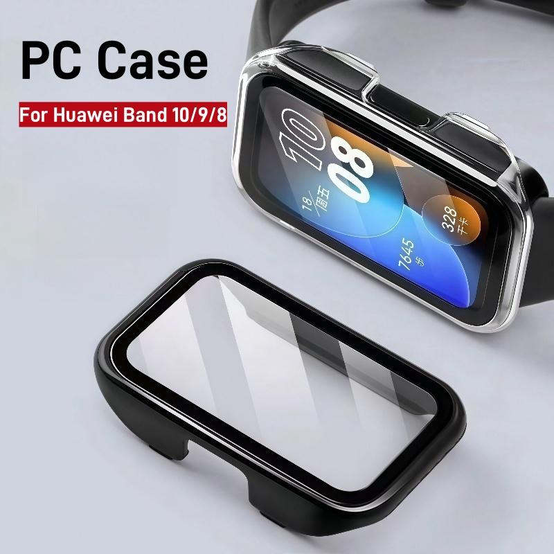Glass+Case For Huawei Band 10 9 8 Protector Smart Watch Accessories PC Full Cover Bumper Tempered Film for Huawei Band10 Case