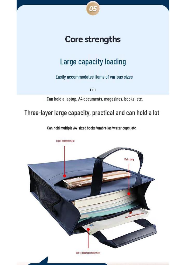 Handheld Multi-Functional Oxford File Bag - Double Layer Conference Briefcase