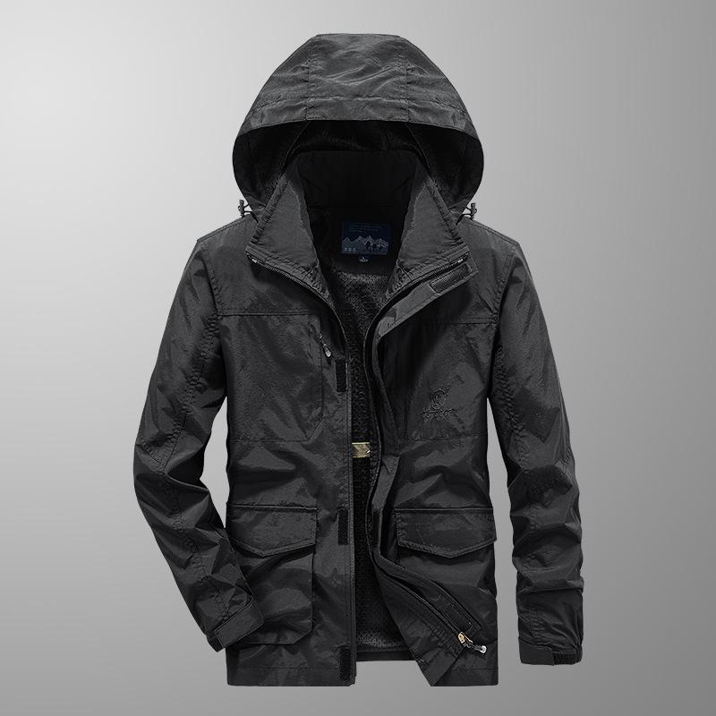 Men's Windproof Quick-Dry Outdoor Jacket - Spring/Autumn Loose Fit, Plus Size, Thin Style for Hiking and Casual Wear