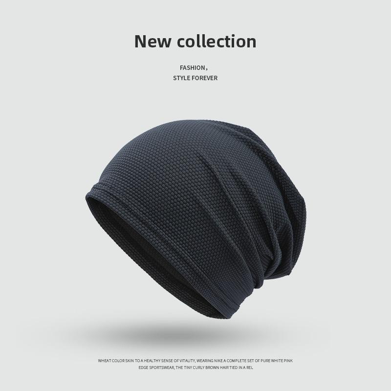 Autumn and winter thin plaid stack hat women's fashion versatile sports headscarf sweating solid color breathable cold hat men