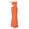 Women Sexy Off Shoulder Hollow Out Waist Exposed Slim Fit Bodycon Long Dress