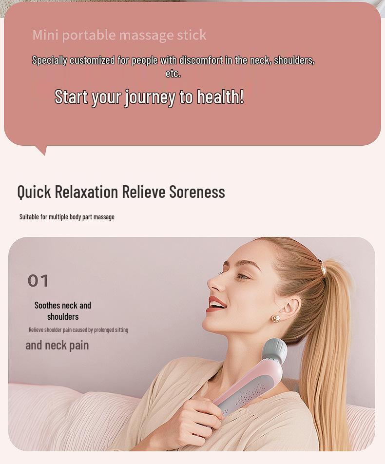 Rechargeable Waterproof Handheld Vibration Massager for Shoulder and Neck Physiotherapy
