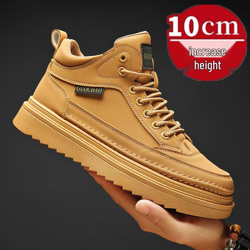 Herren 10cm Höhenerhöhende Wasserdichte Leder Martin Stiefel - Winter High-Top Arbeits- & Freizeit-Schuhwerk