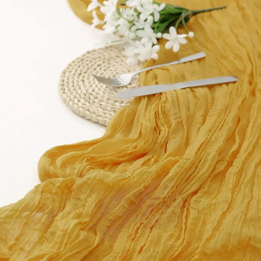 90x300cm Thin Halfclear Crepe Table Flag European-style Twist Table Cloth Wedding Party Decoration Crepe Bohemian Table Runner