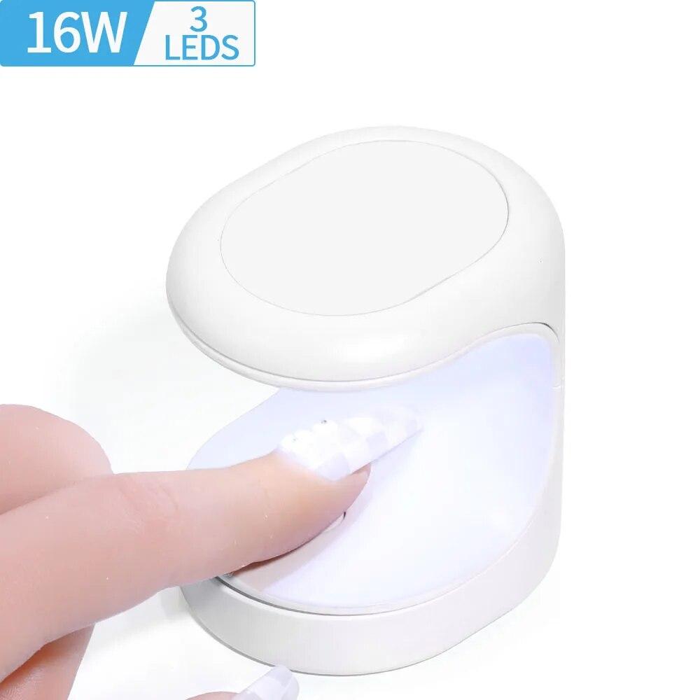 

Mini 16w Uv Led Lamp For Nails With Usb Cable 3 Led Lights Gel Nail Polish Dryer Lamp Manicure Tool Equipment USB белый