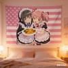 Anime Maid Girls Pink Flag Tapestry  Kawaii Polyester Wall Hanging for Bedroom Dorm Anime Decor
