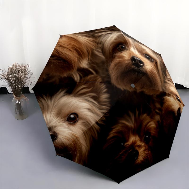 Yorkshire Terrier Pattern, Automatic Folding Umbrella, Portable and Foldable Design, 8 Ribs, a Christmas or Birthday Gift.
