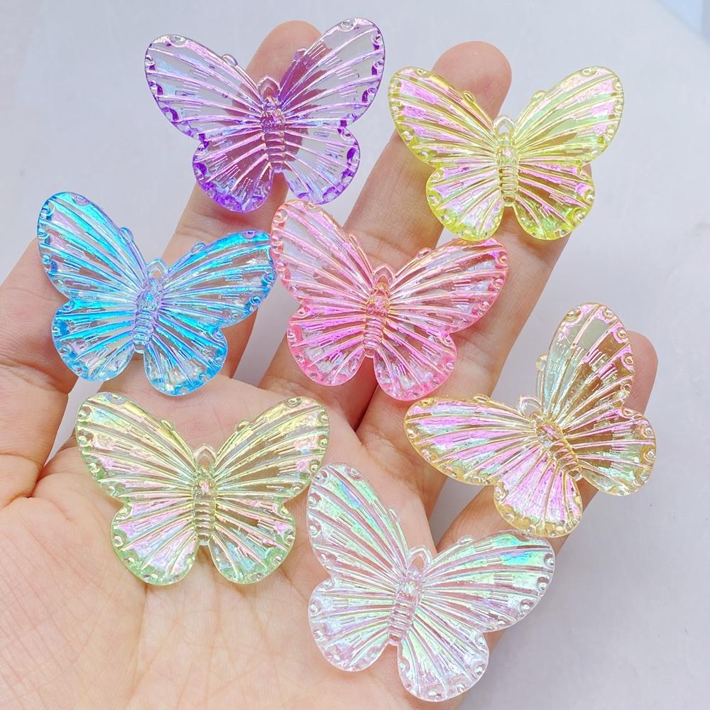 10 Pcs Cute Colorful Beautiful Butterflies Flat Back Resin Cabochons Scrapbooking DIY Jewelry Hairpin Craft Decoration