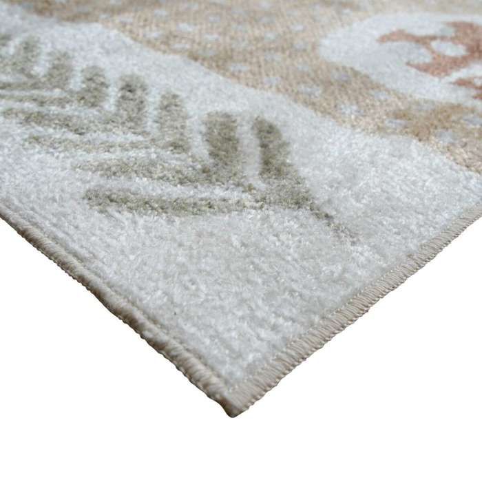 Tapis salon enfant lavable motif forêt gris jaune 100x150