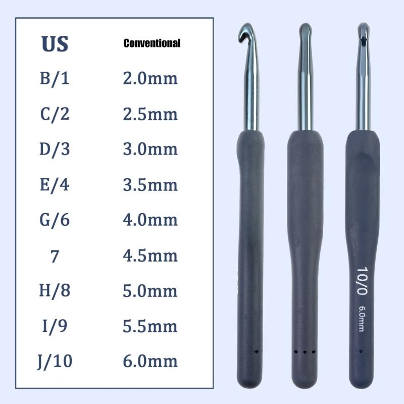 9Pcs Ergonomic Crochet Hook With Storage Case and Scissors 2.0mm-6.0mm Aluminum Crochet Needle For Beginner Knitting