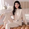 Autumn and winter pajamas women's coral fleece fleece warm simple casual carved flannel outerwear loungewear suit winter