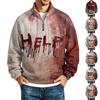Men's Halloween Print Raglan Sweatshirt Loose Fit Stand Collar Casual Top