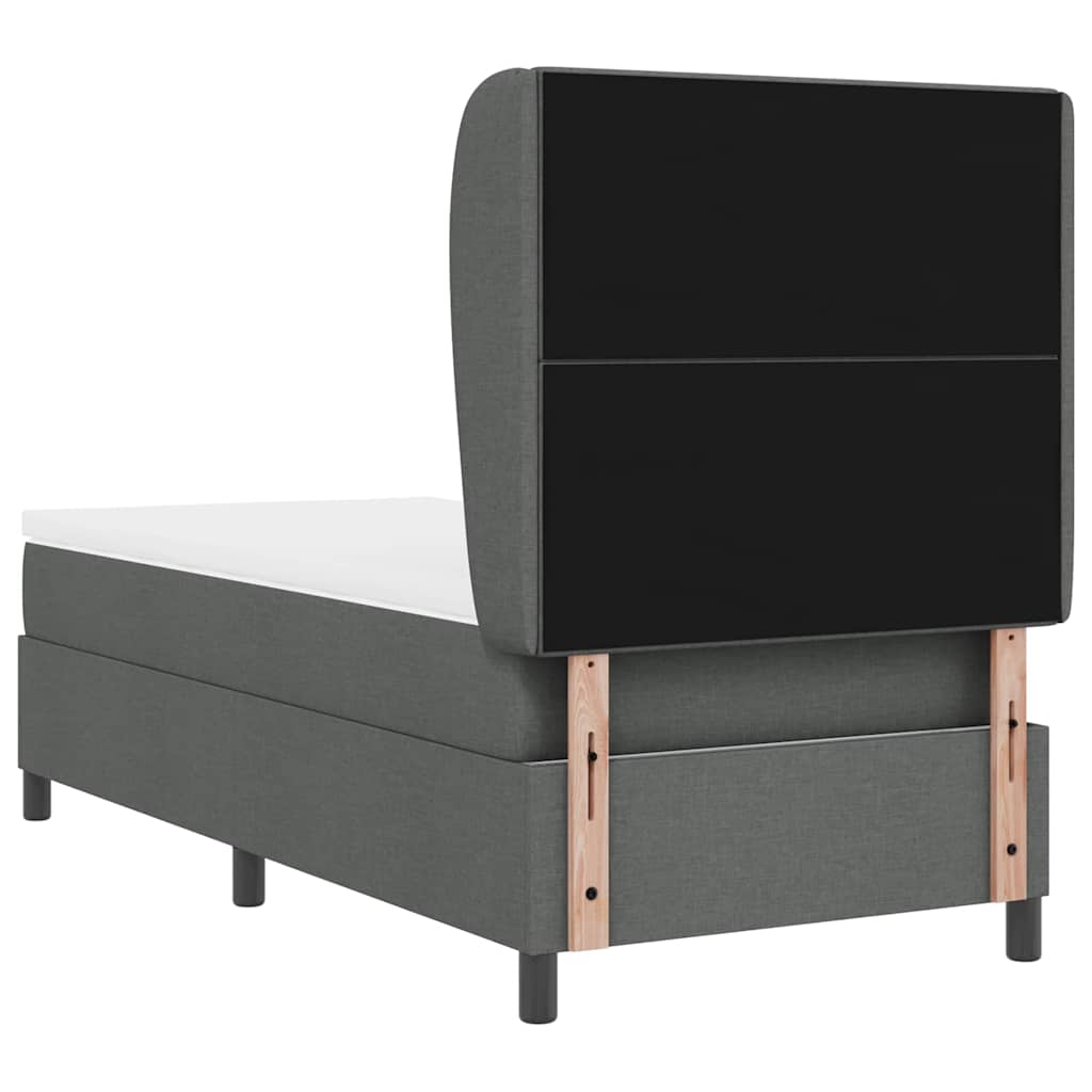 Box Spring Bed with Headboard Dark Grey 100 X 200 Cm Fabric