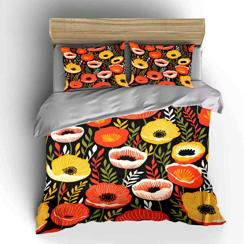 Floral Print Bedding Set Design  Kid'S And Adults' Bedroom Decor, Exquisite Three-Piece Bedding Set Gift