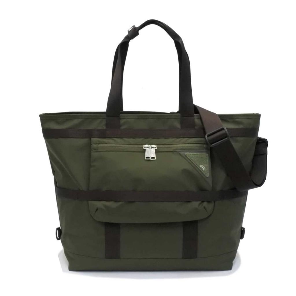 CIE FLOW TOTEBAG OLIVE, Lightweight, Waterproof, Made in Japan with LI-TEX Original Material, 2-Way Shoulder Bag for Men and Women