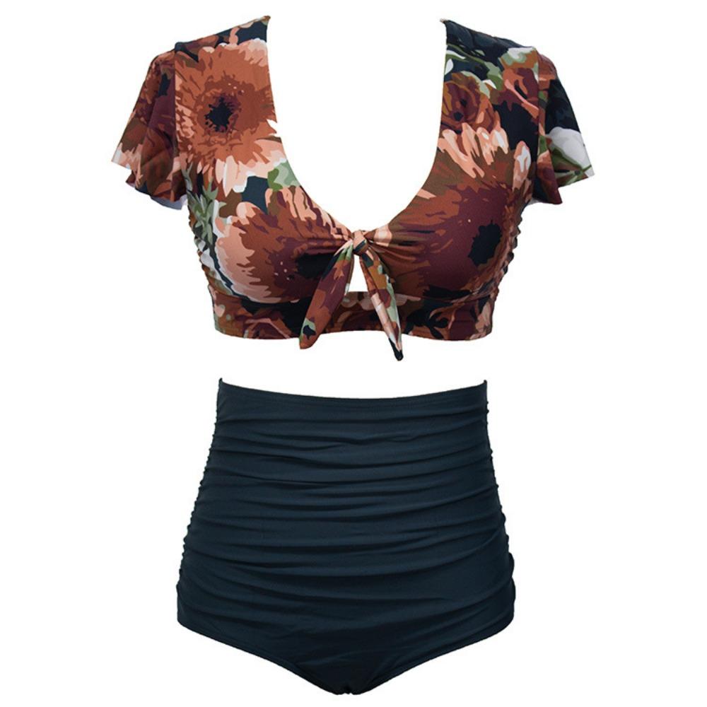 

Бикини с высокой талией, европейские и американские купальники для полных женщин, купальники больших размеров, раздельные купальники для женщин 3XL