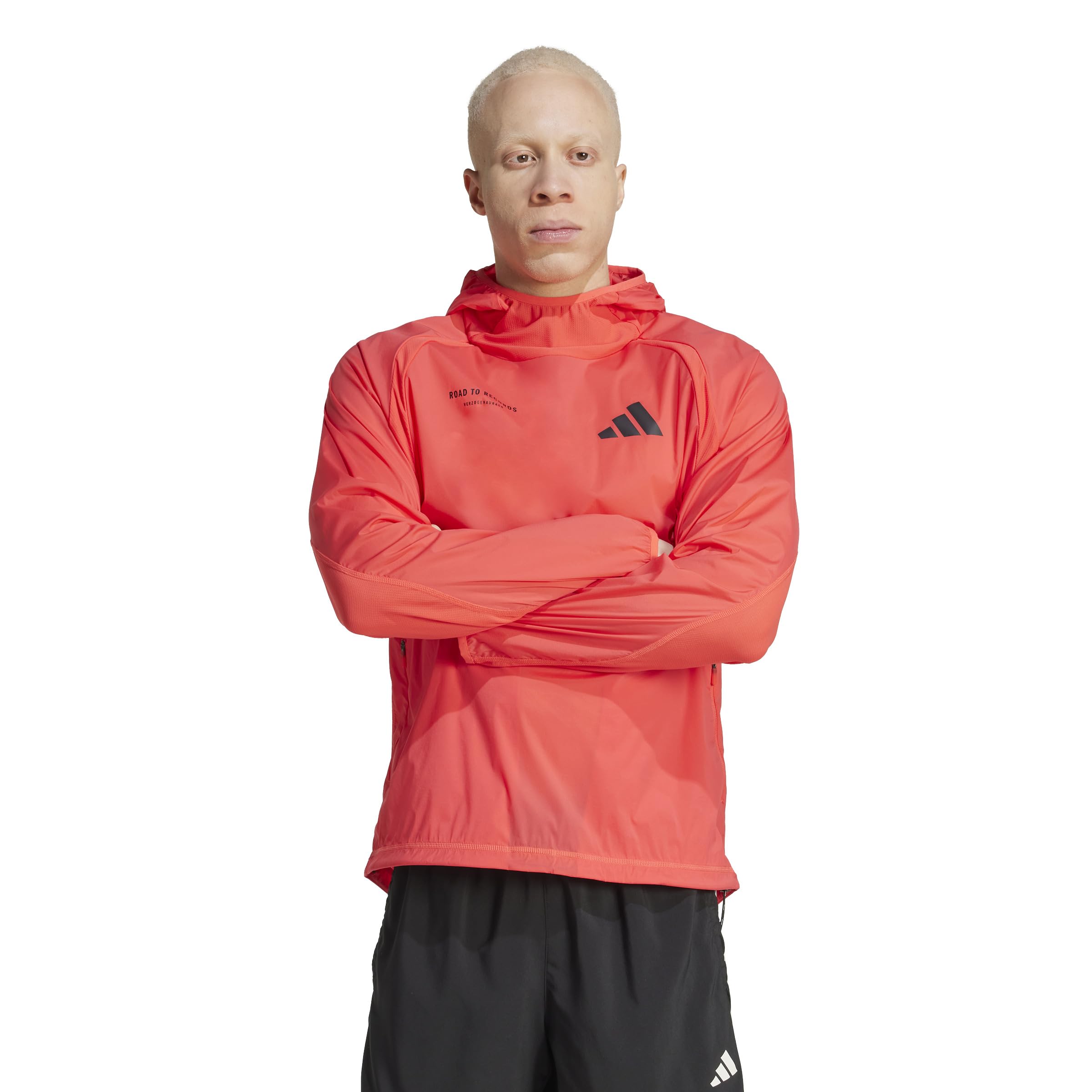 

Adidas adizero Road to Records Running Sweatshirt, KUC35, Men s, Semi-Silent Red (JG8888), Size J/L
