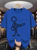 Stick Figure Print Unisex Short Sleeve Tshirt Minimalist Guitar Player Line Art O Neck Tee Rock Music Style Male Street Fashion Top