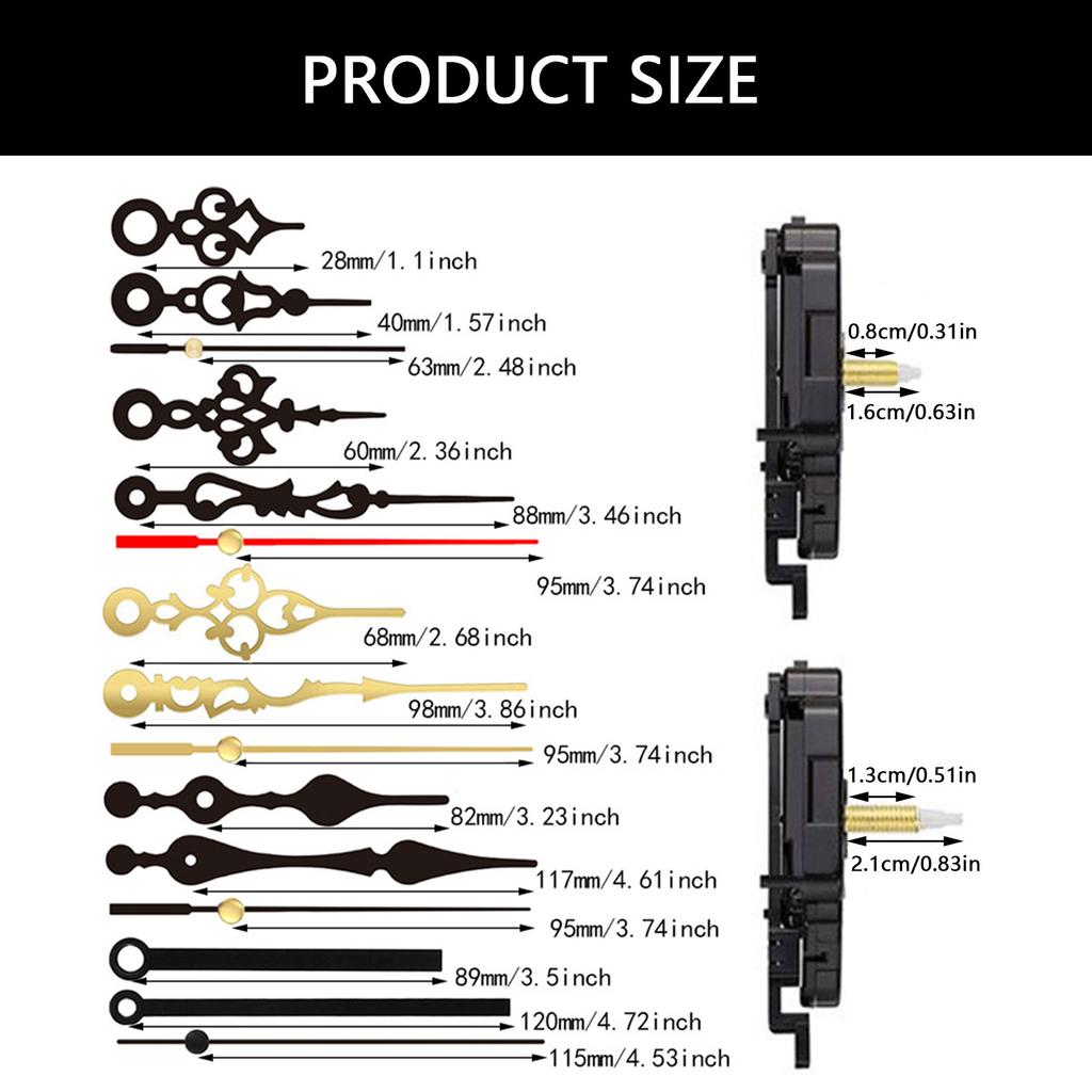 2 Pack Jump Second Quartzs Pendulum Clock Movement Mechanism Kits with Clock Hand Set for Clock Repair Replacement Parts