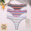 3 STK/sett Fargerike stripete bomull Dametruser Sexy G-String Undertøy Dame Pustende Thong Intimates Undertøy T-Back Truser