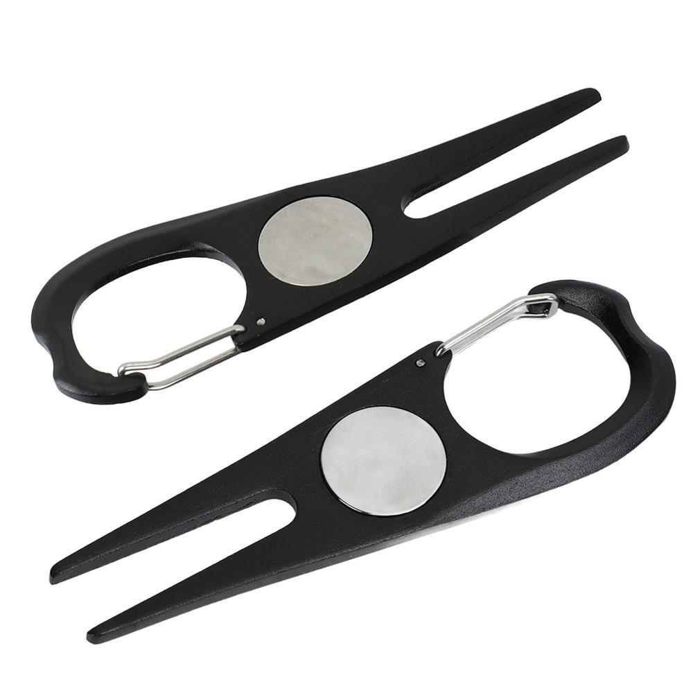 2PCS Foldable Design Golf Divot Tool Stainless Steel Fork Golf Fork Green Repair чёрный