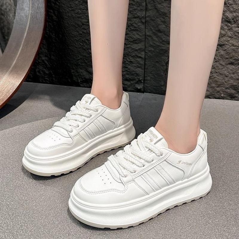 High-end Thick-soled White Shoes for Women's 2025 Spring New Sports and Leisure Shoes To Increase the Height of Versatile Trend Fashion Board Shoes