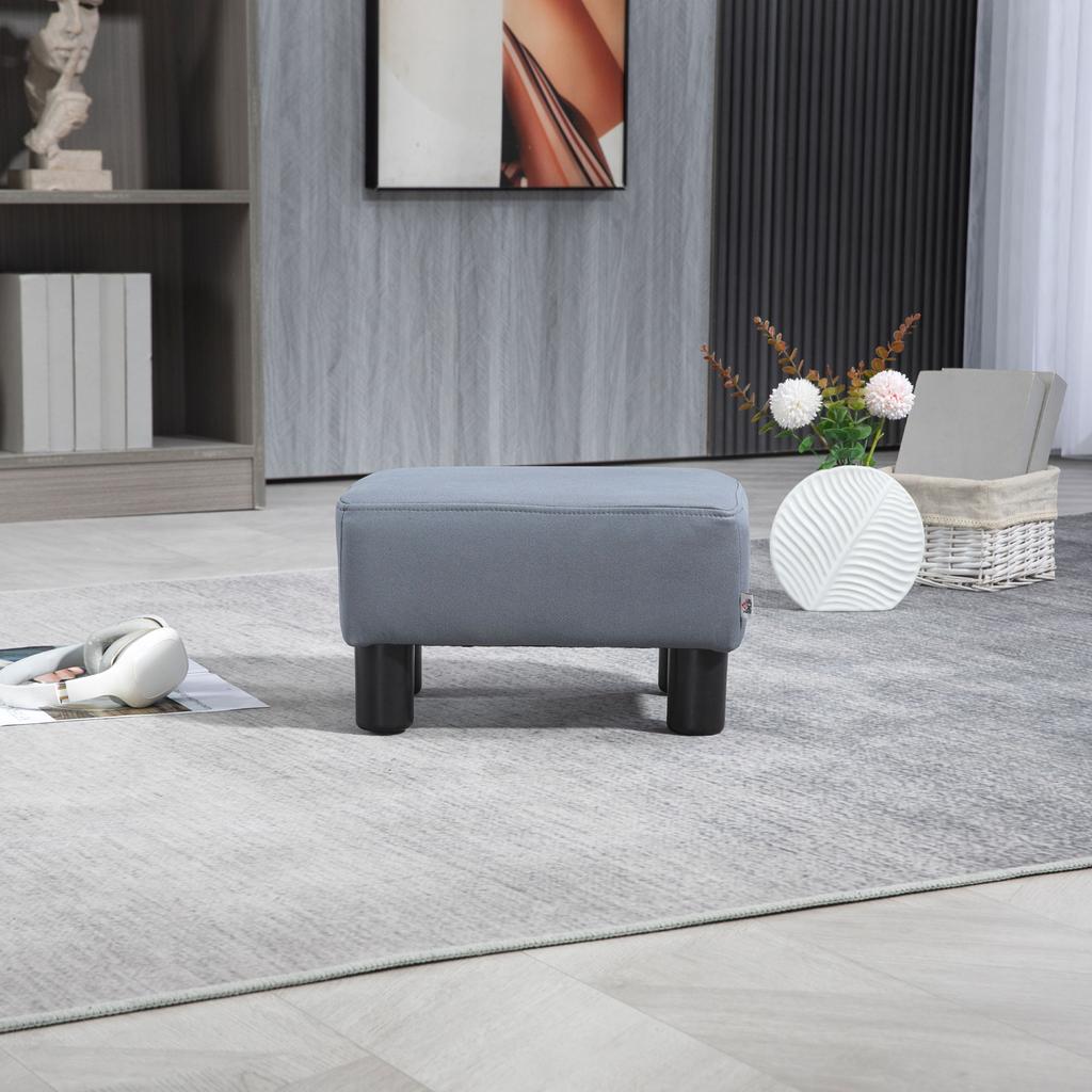 Microfiber Cloth Footstool, Small Foot Rest, Rectangle Sofa Stool for Bedroom Living Room, Grey