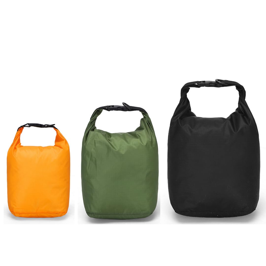 

ATAK Dry Bag [Set of 3 Sizes] Waterproof Stuff Bag, Lightweight, 5L, 10L, 15L (Orange/Khaki/Black, 5L/10L/15L)