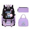 Animation Cartoon Printing Large Capacity Lightweight Student Schoolbag Children'S Leisure Backpack Three-Piece Set